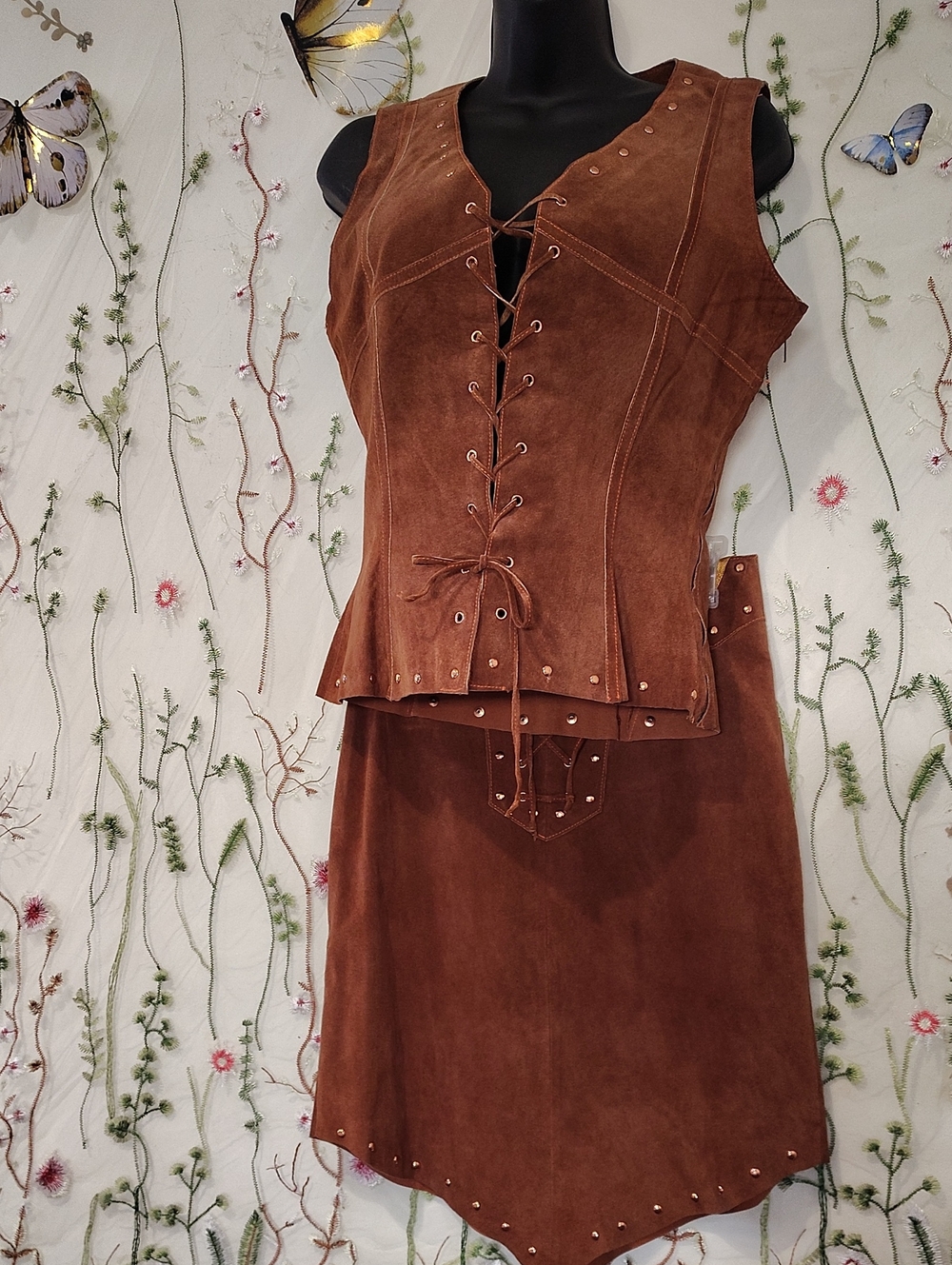 Vintage Y2K Wilsons Leather Brown Suede 2pc Set - Wilson Brown Suede Lace-Up
